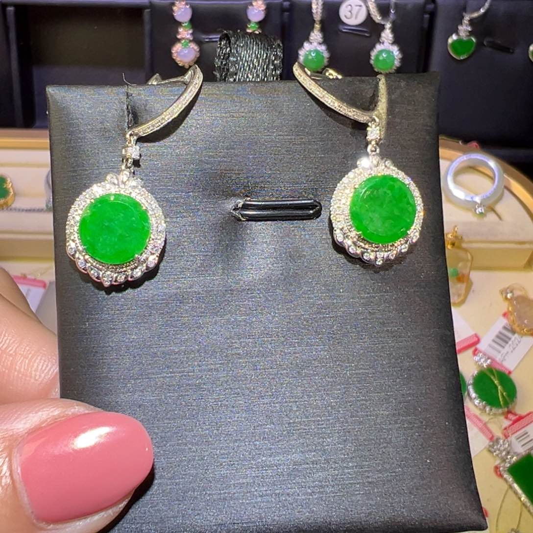 翡翠颈饰18K金镶嵌耳环