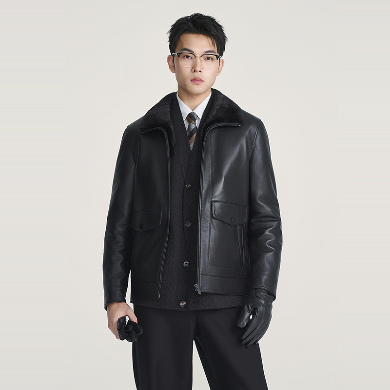 安正男装商场同款25年冬装皮衣ALFD2WP05A9