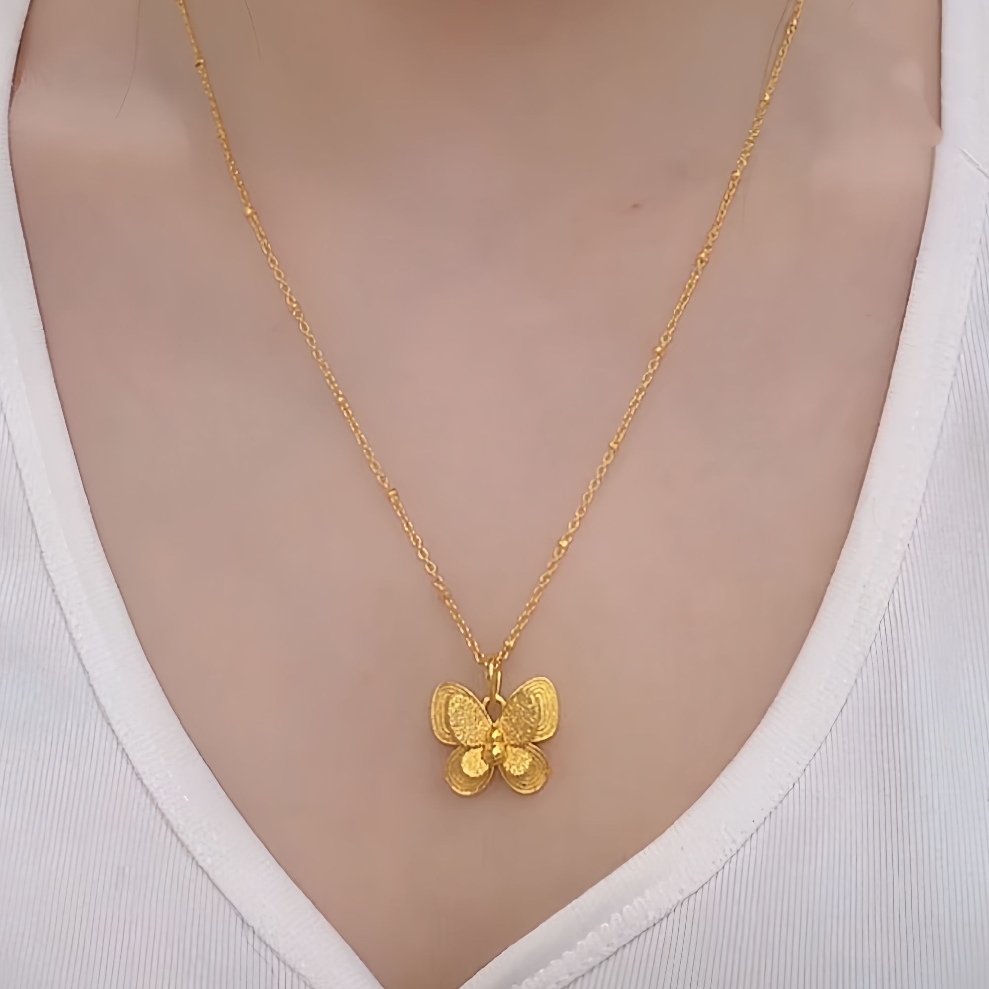 合金项链 轻奢高端双层蝴蝶满天星项链