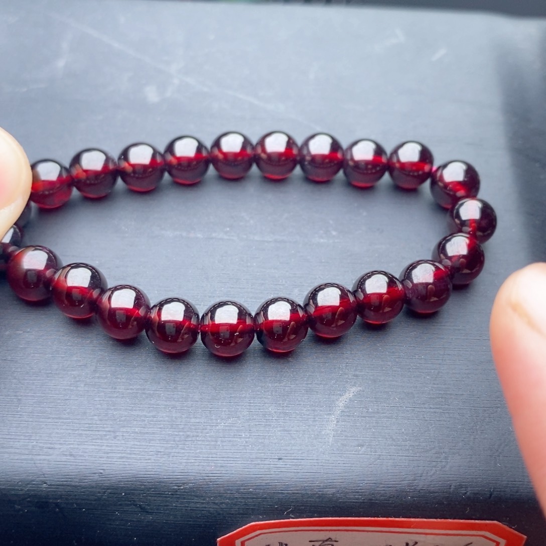 美***滋手链石榴石未镶嵌7大漏正红亏米