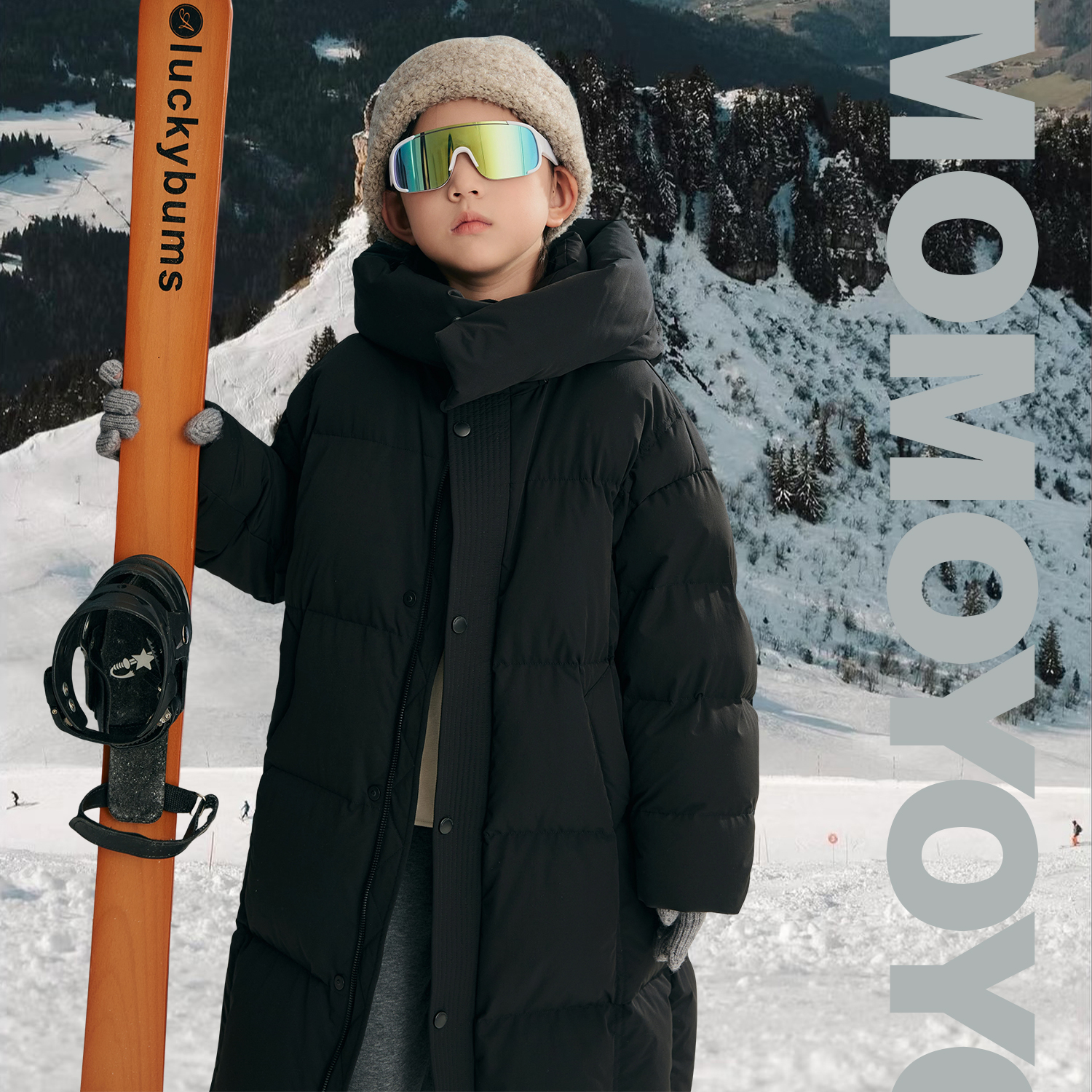 【肤感三千块】男女童长款羽绒服亲子装连帽外套8687D