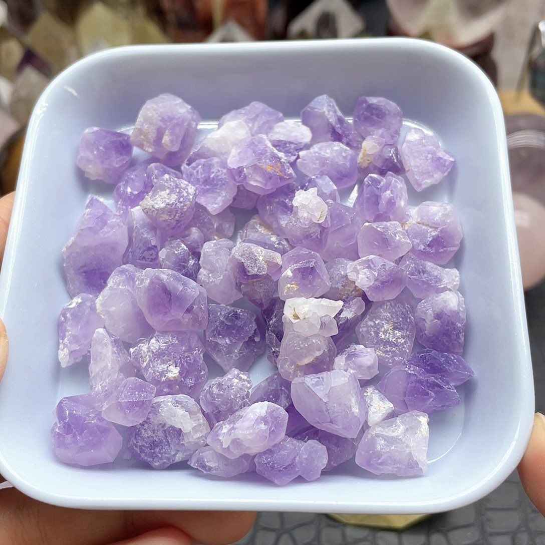 水晶未镶嵌珠宝半成品100紫水晶碎石