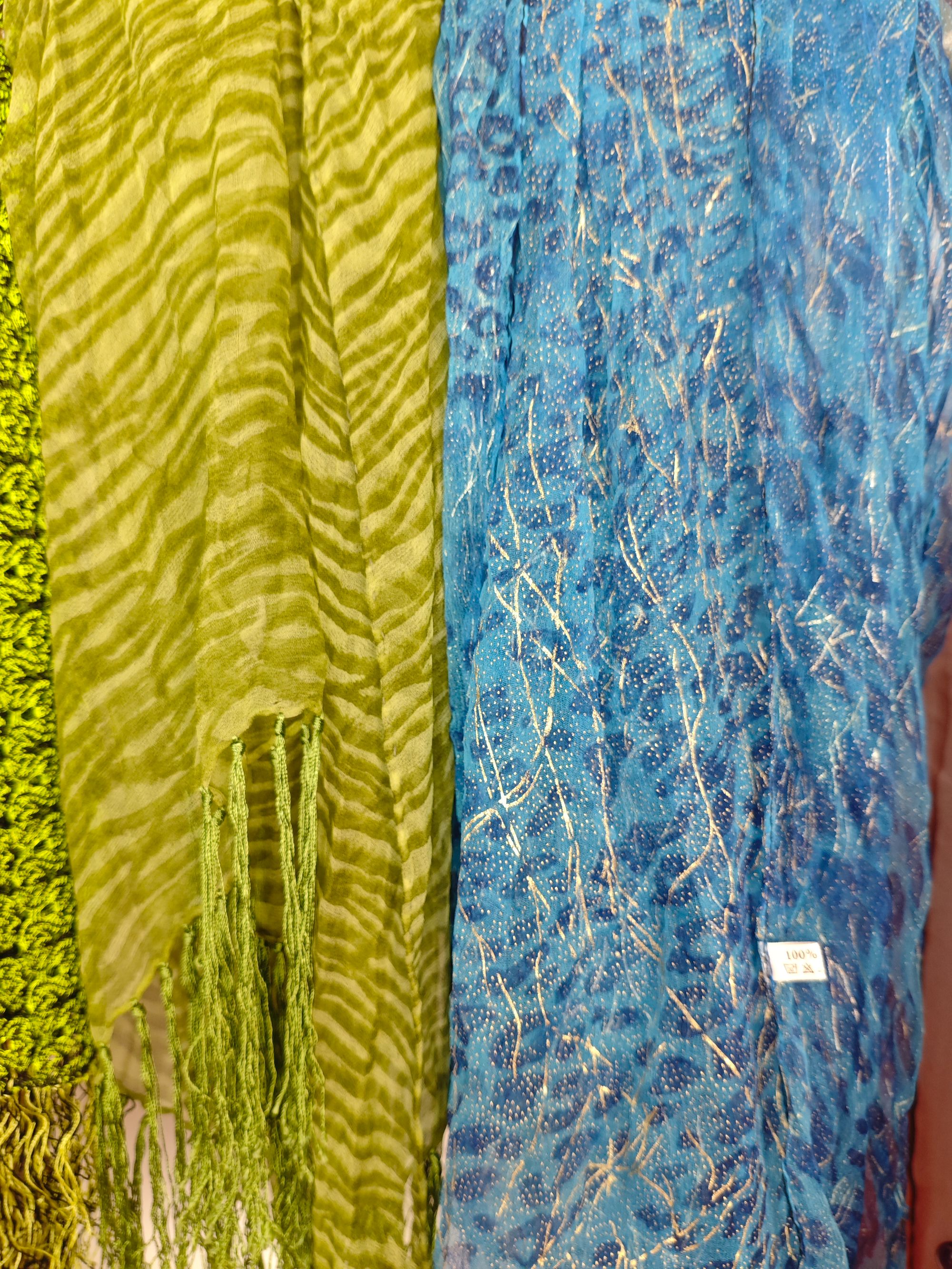 【100%桑蚕丝】印花围巾手工木珠流苏女士防晒国风新中式女装