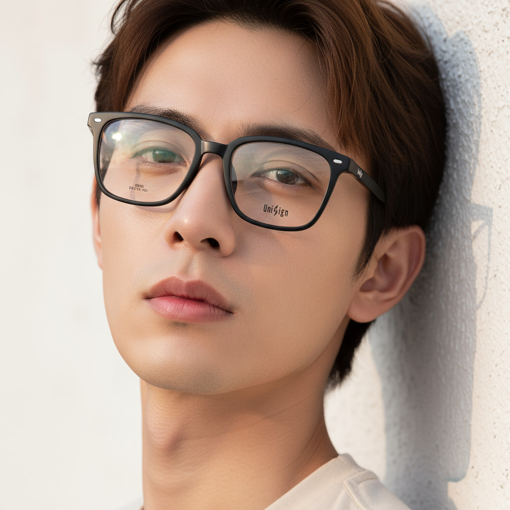 板材插芯时尚板材EMS高级感品质全框黑框镜架配近视防蓝光变色