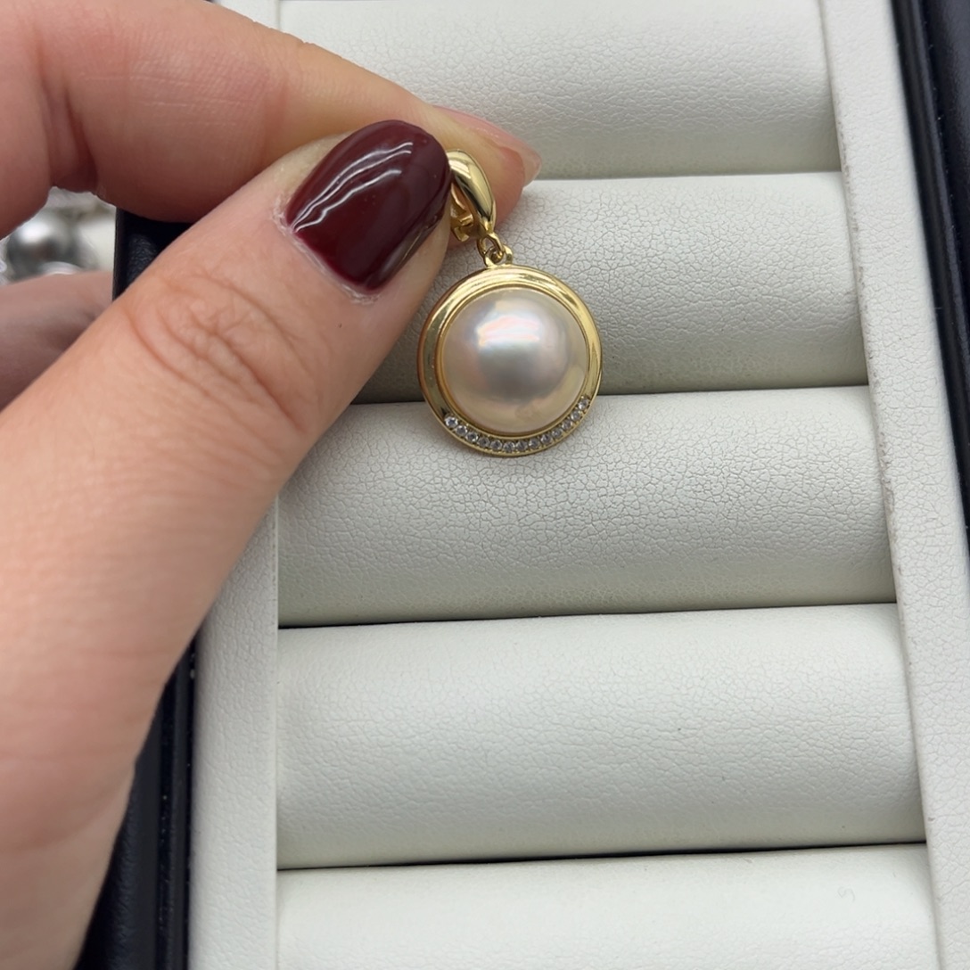 拼合珍珠（马贝珠）吊坠(赠链)银S925镶嵌