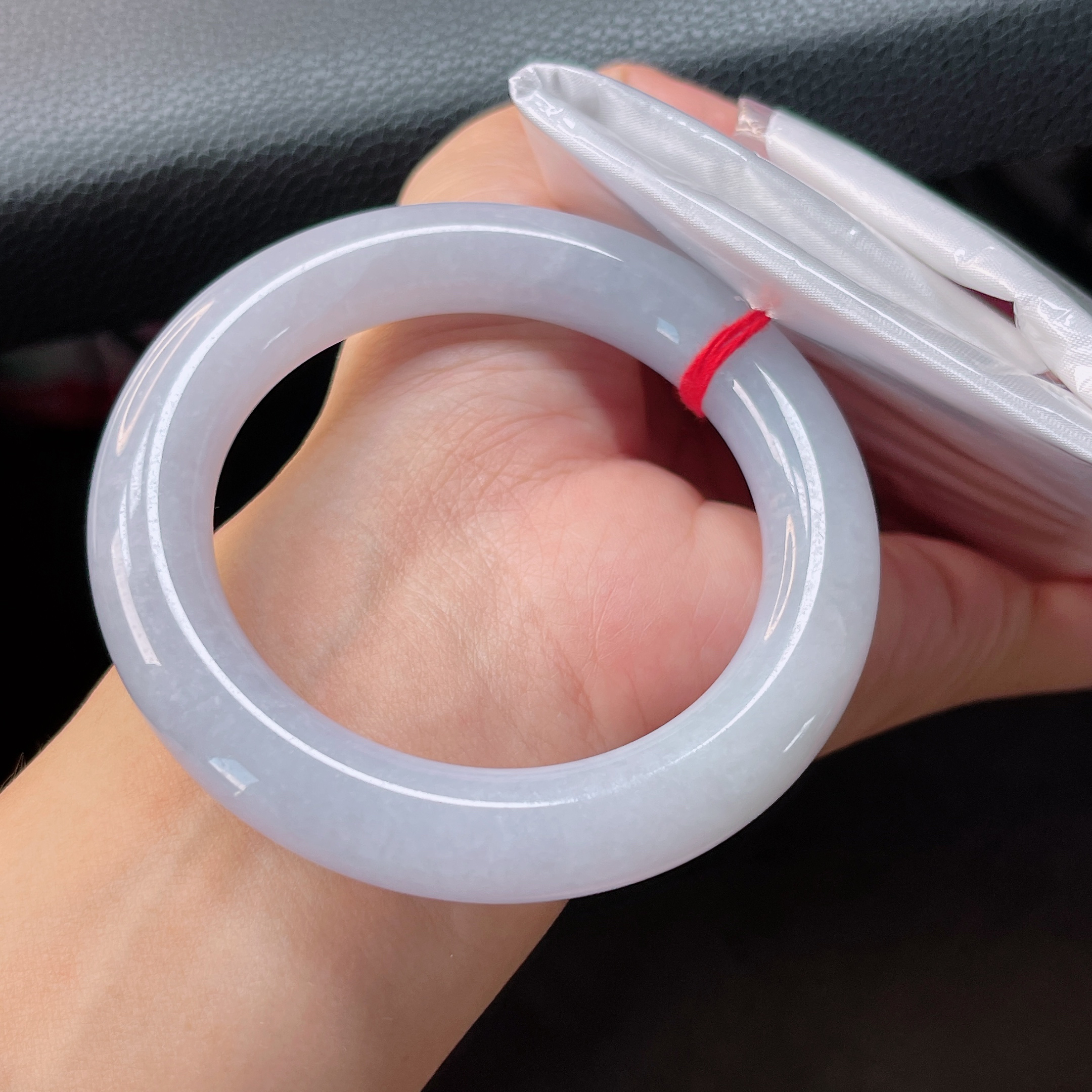 R170号 缅甸天然翡翠A货54-55冰润大胖圆条手镯