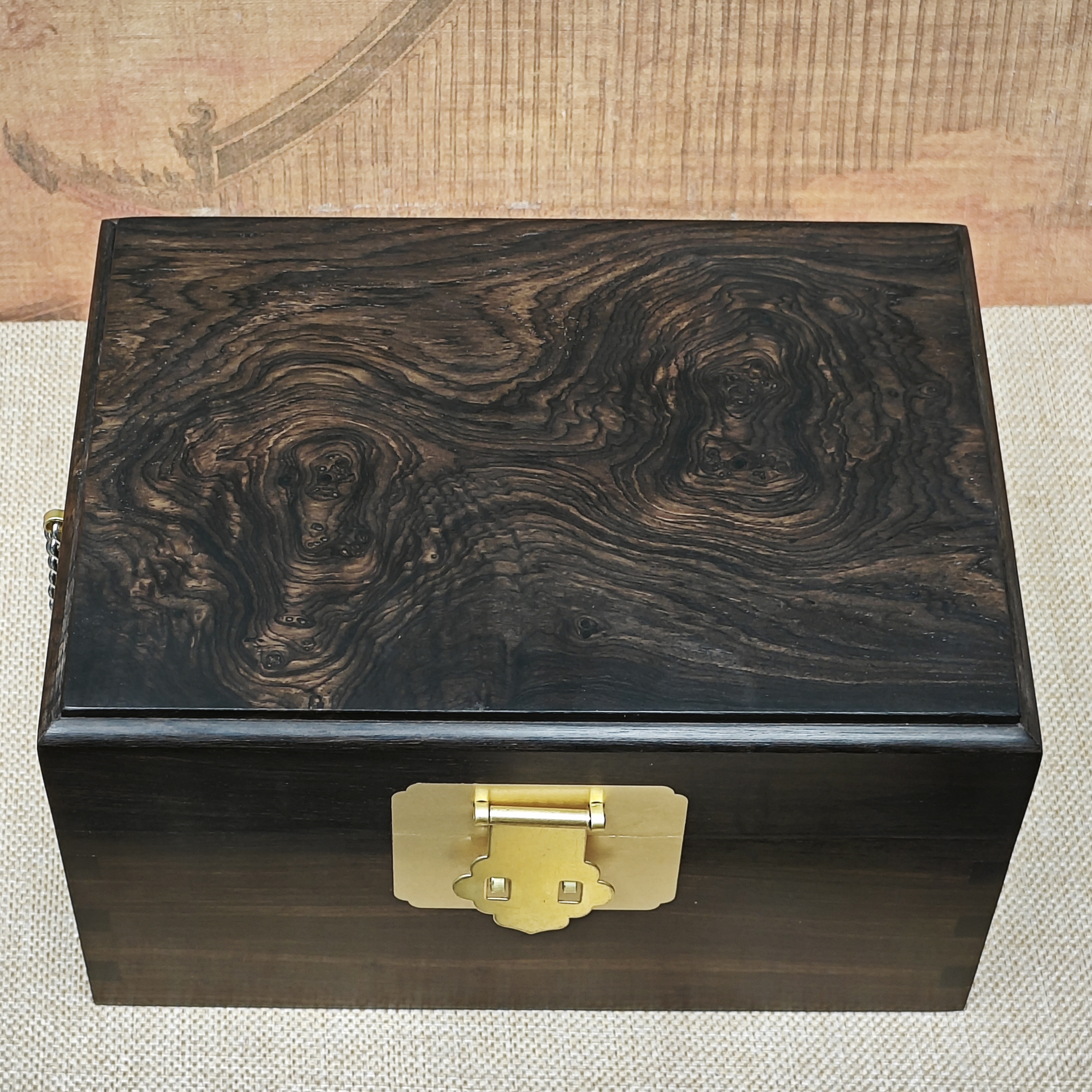 【限量福利】紫光檀留疤带链子精品首饰文玩盒饰品箱类20*15*11.5