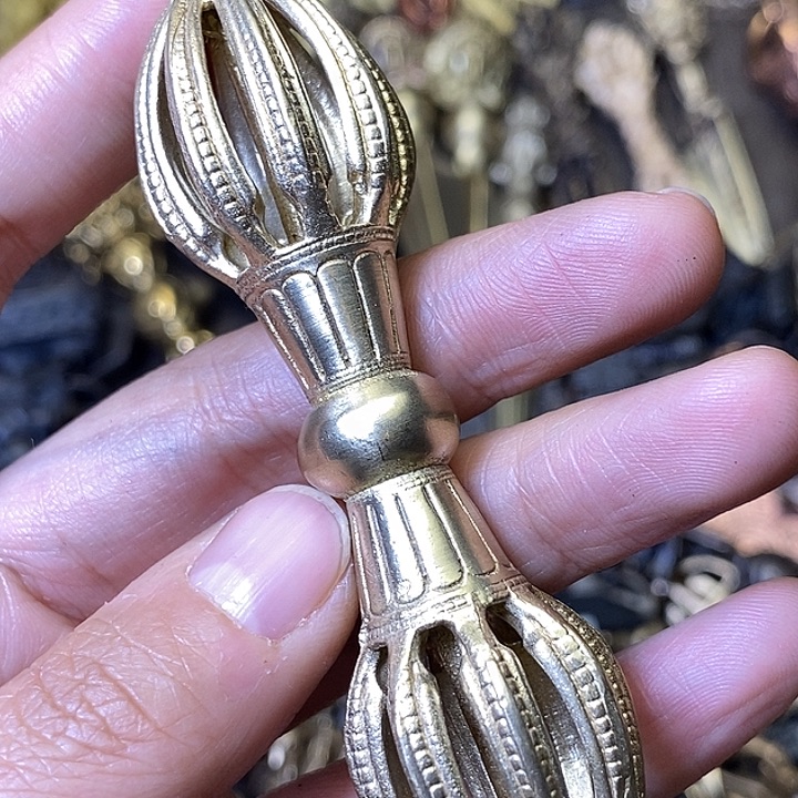 藏传青铜九股桑叶杵小微瑕