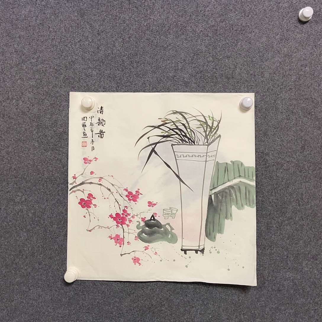 国画三尺斗方一副