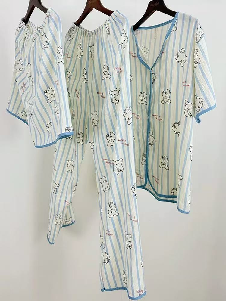 sy2707-女薄款家居服三件套装