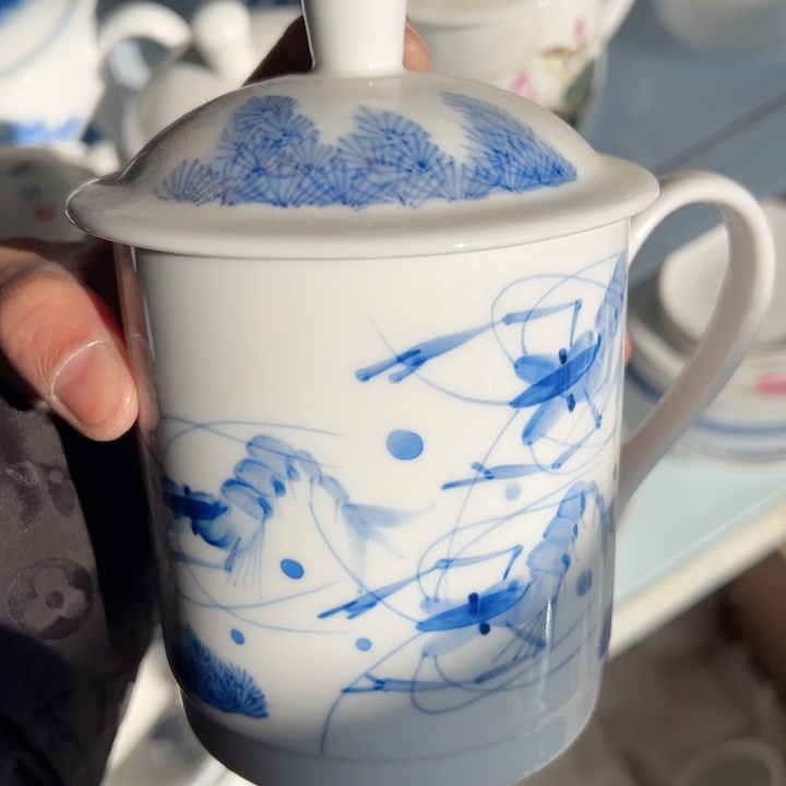 杯手绘红叶陶瓷一个