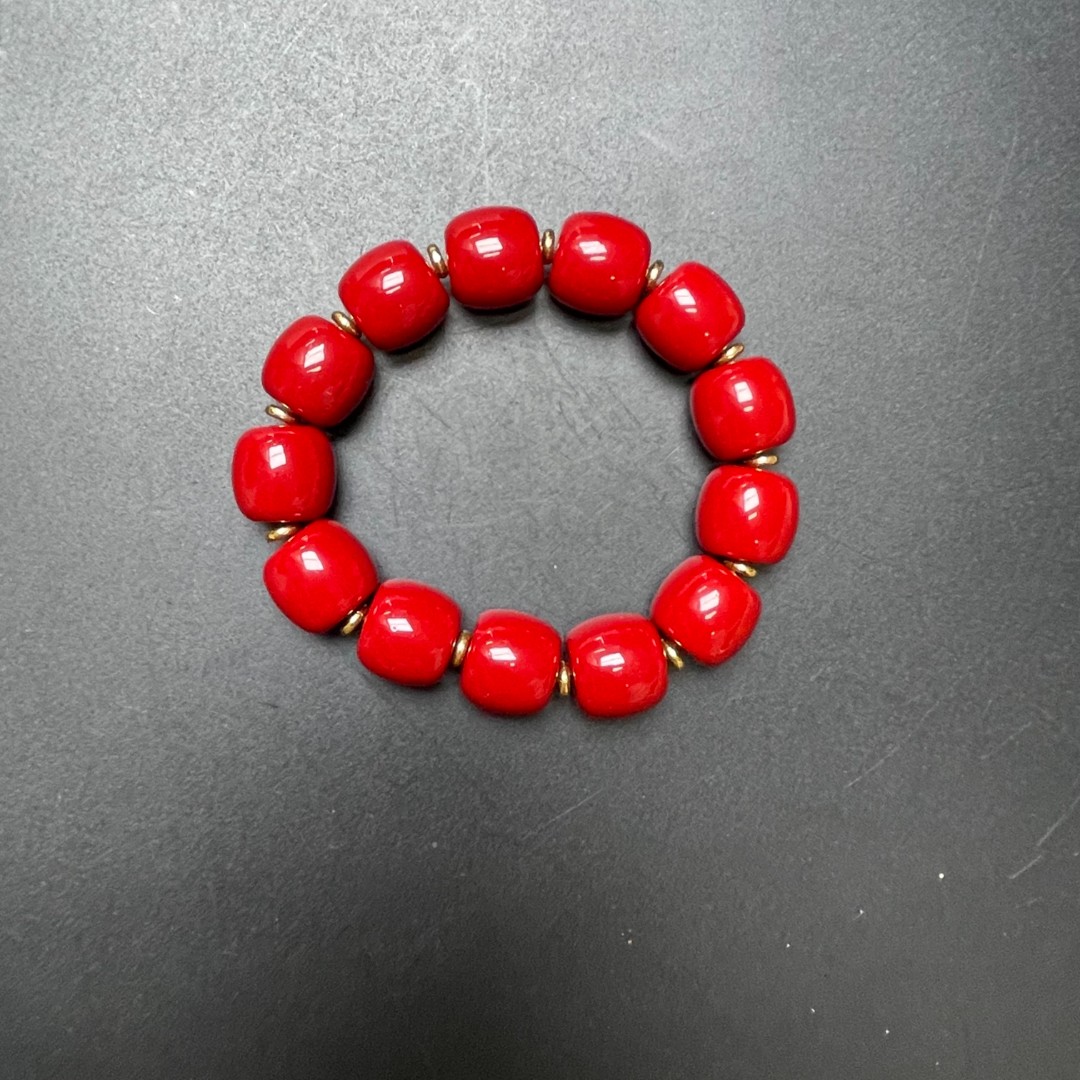 红色桶珠单圈手串涵哲堂高端精选SC012