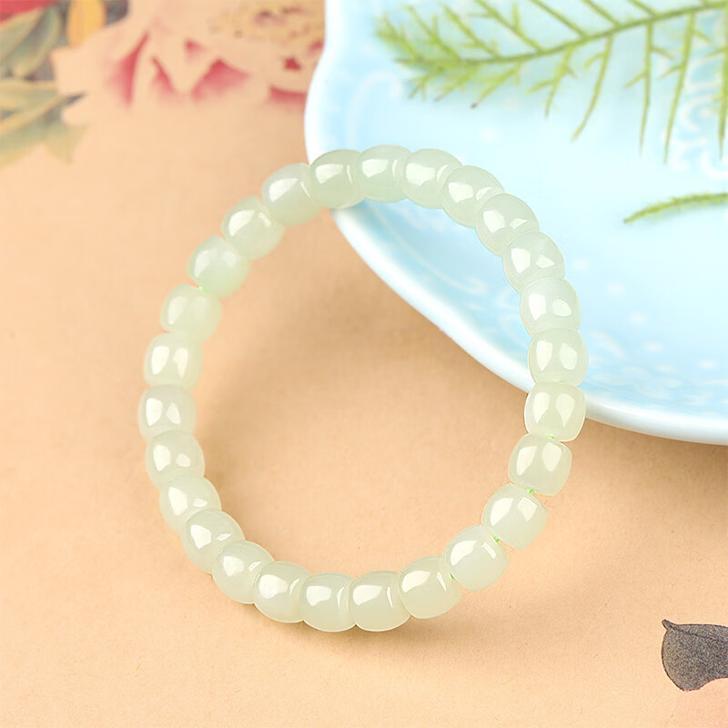 天然和田玉黄口精美手串卡6*7mm*30颗颜色多样性拍一发一