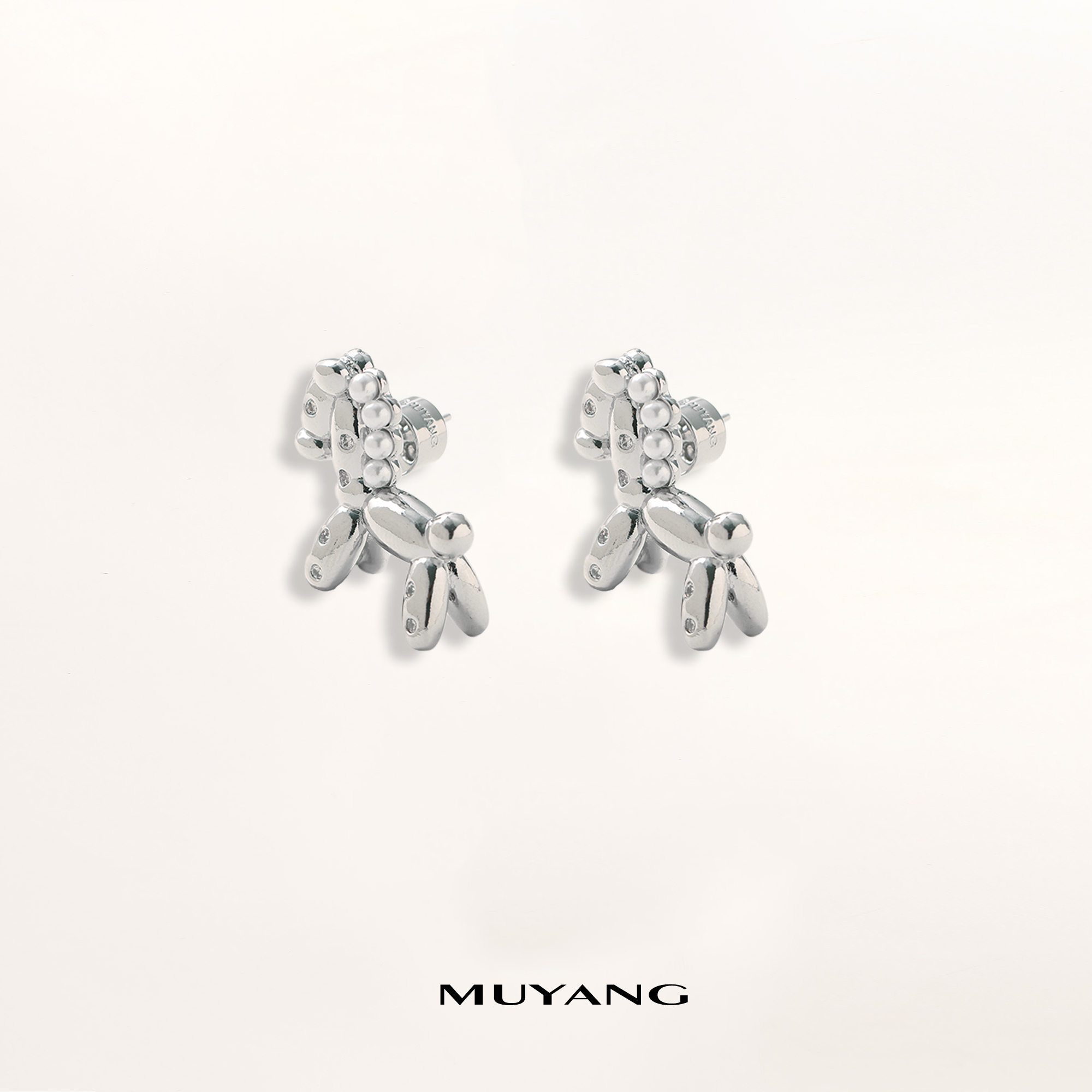 muyang/慕阳 铜合金仿珍珠耳饰 气质轻奢时尚可爱小众银驹耳钉