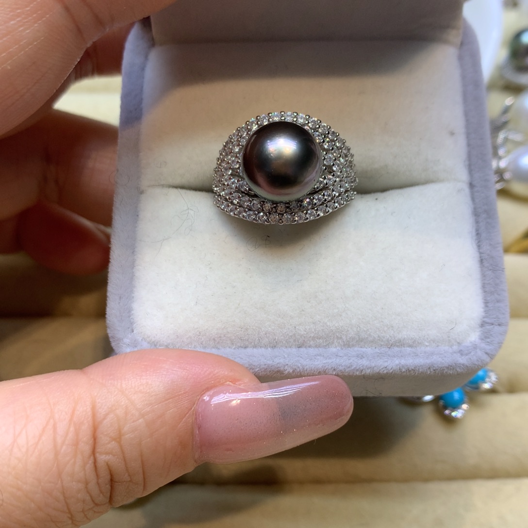 银S925镶嵌戒指海水珍珠