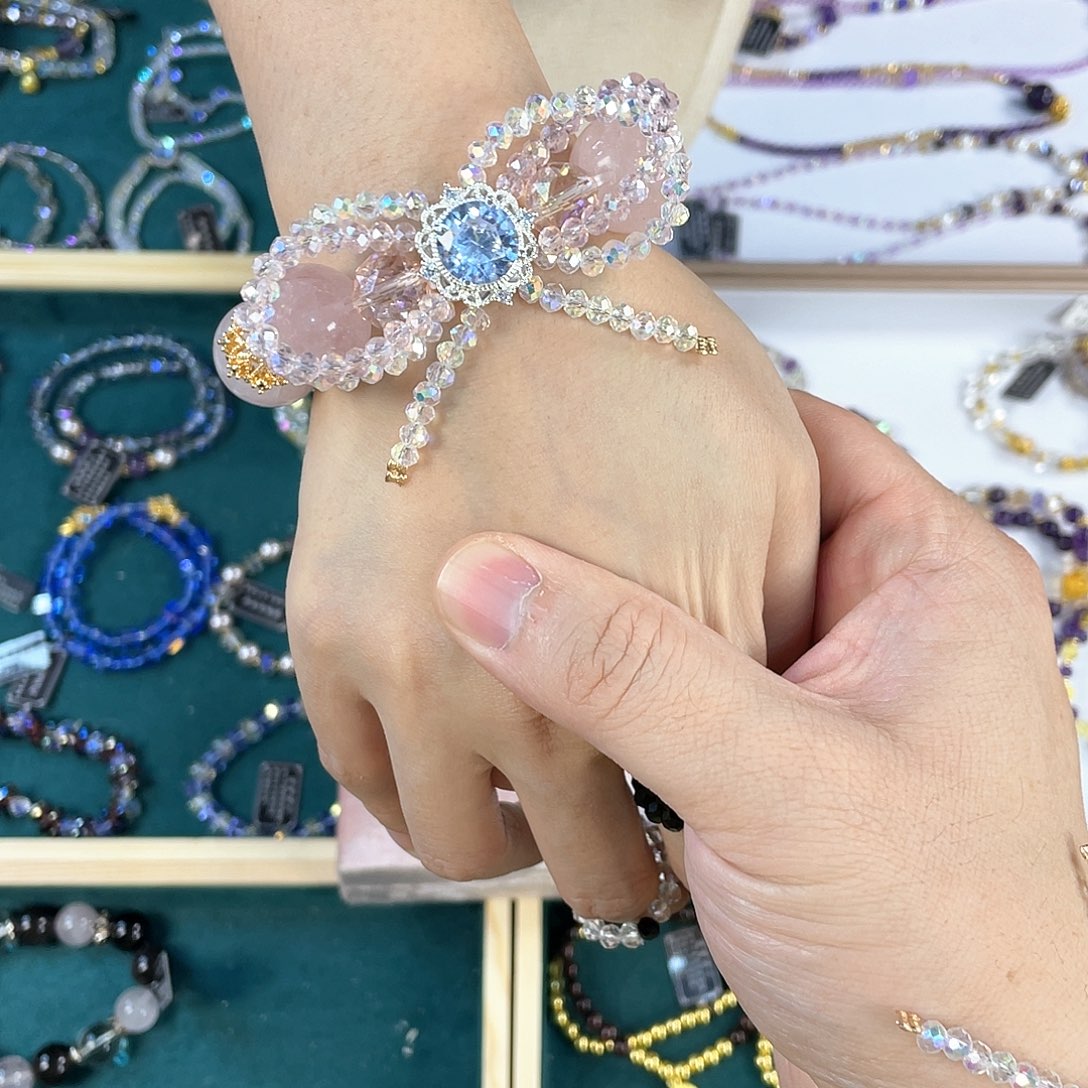 水晶手链银S925镀金镶嵌