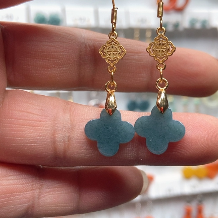 【闪购商品】翡翠耳饰银S925镶嵌耳饰