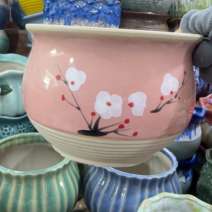 凑9块包邮，有孔，陶瓷花盆