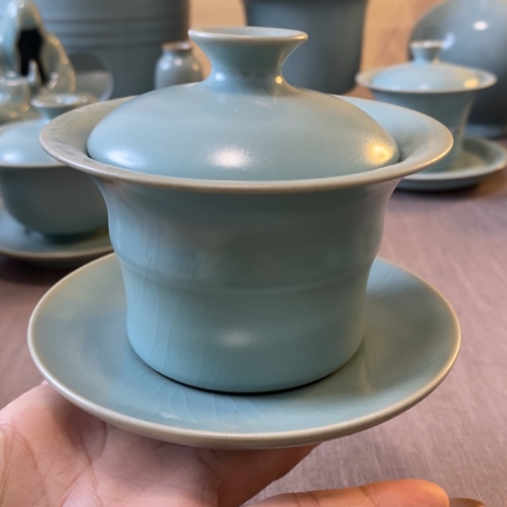 爱***鱼瓷片三才盖碗一一一一