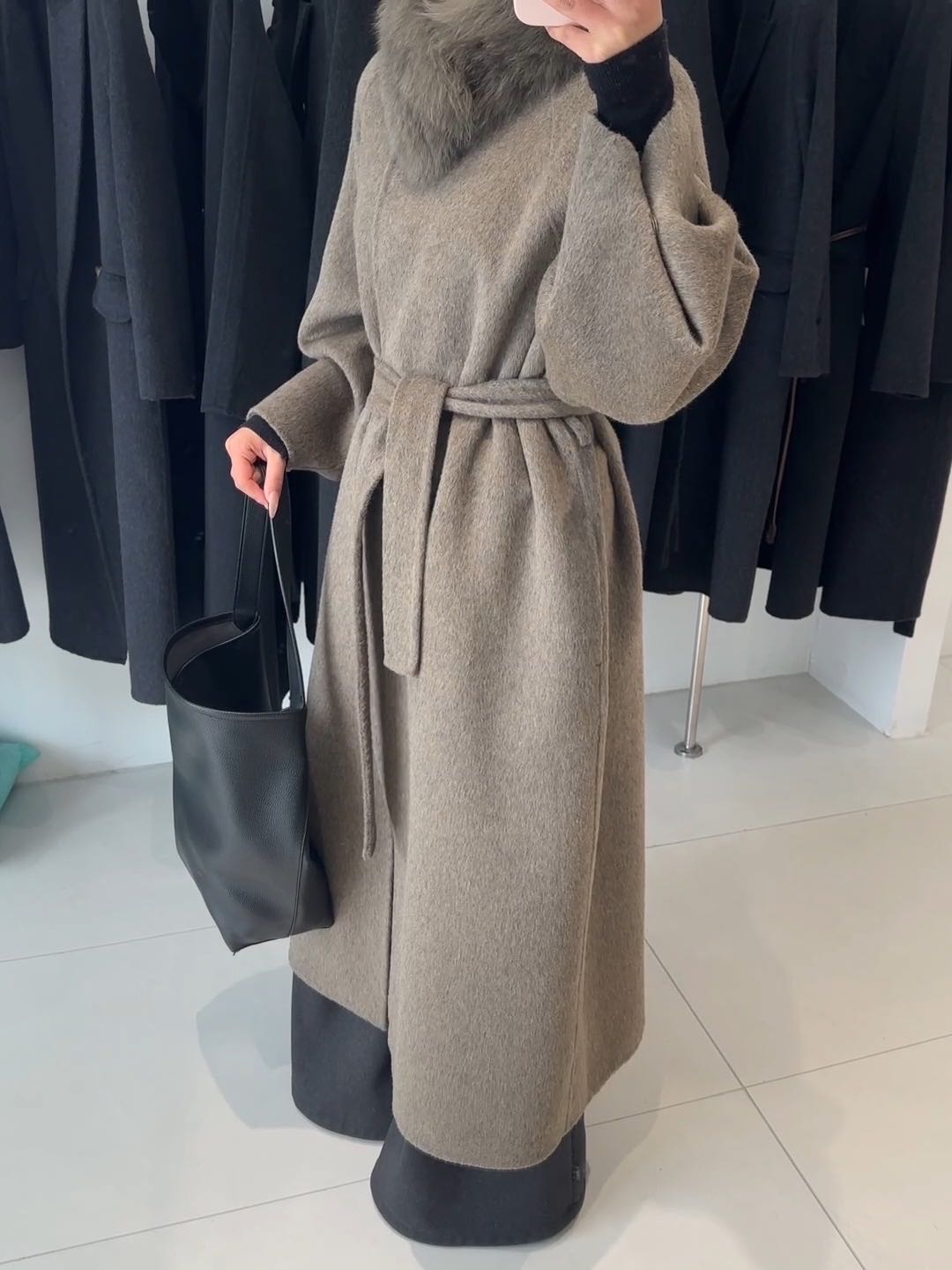 【壹恋家】琥珀流光冬季双面羊毛大衣狐狸毛领韩版宽松