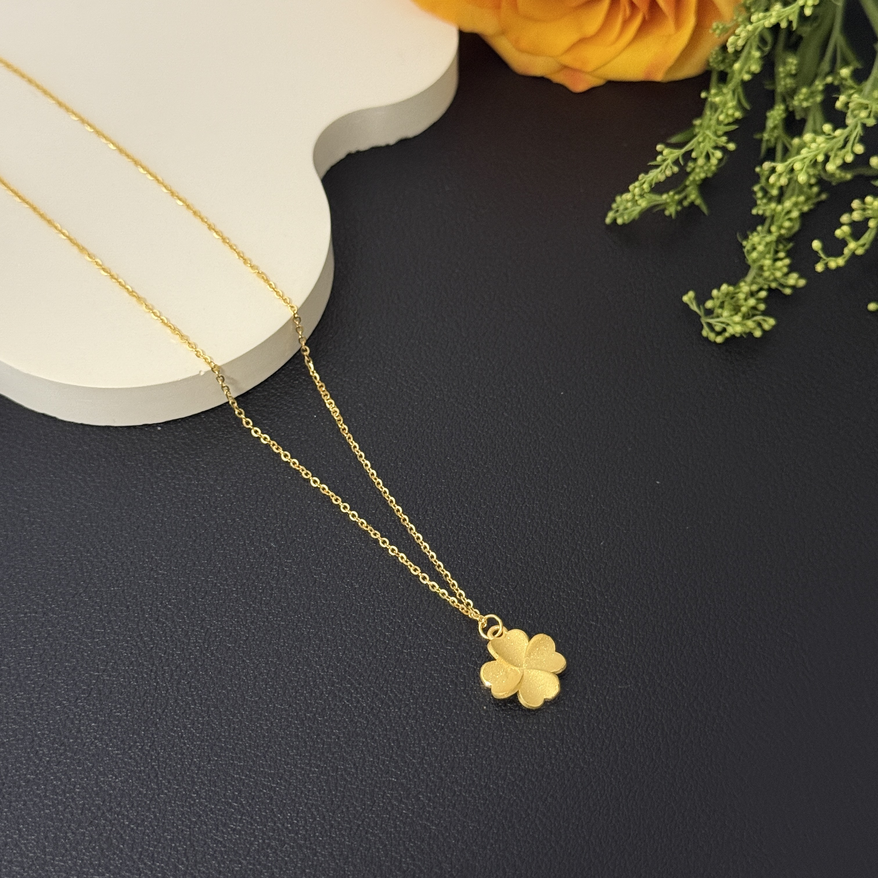 不支持七天无理由 足金999幸运草精致黄金套链