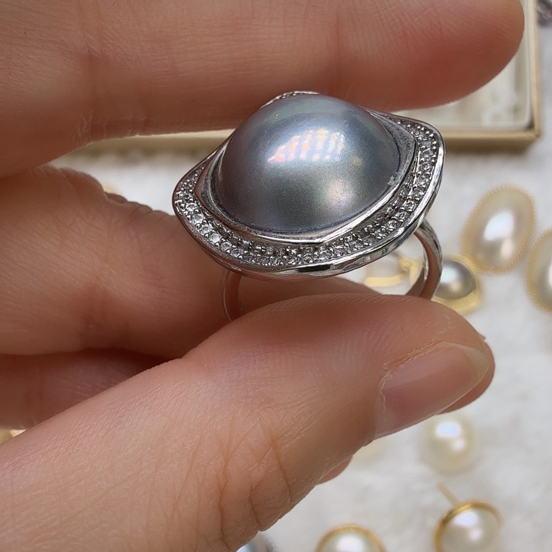 拼合珍珠（马贝珠）未镶嵌戒圈