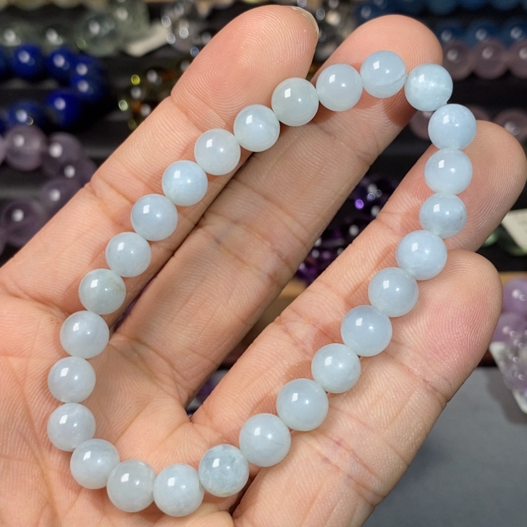 未镶嵌手链水晶海蓝宝7.1mm