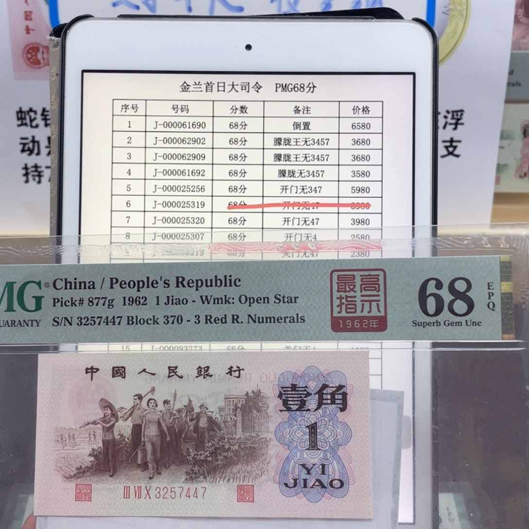纸370冠 高指示 68分不挑号……