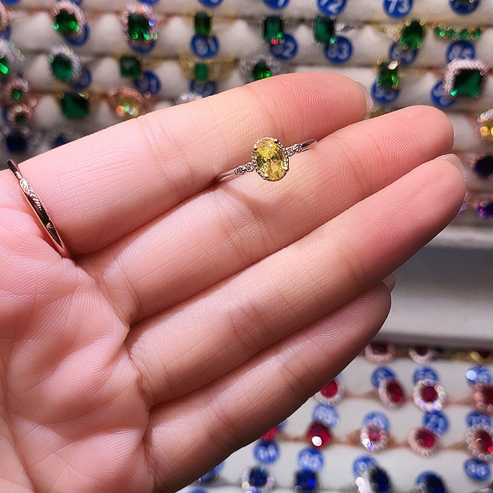 黄晶戒指银S925镶嵌1111111111111