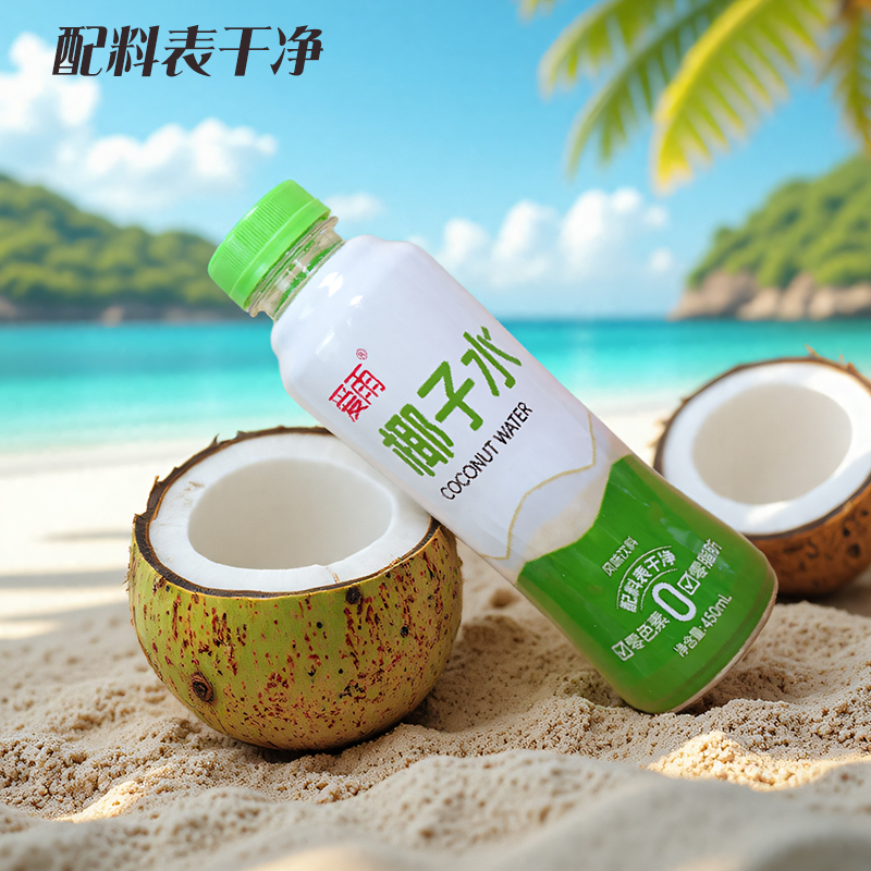 爱雨椰子水0色素0脂肪椰子水风味饮料450ml*6瓶天然电解质饮料
