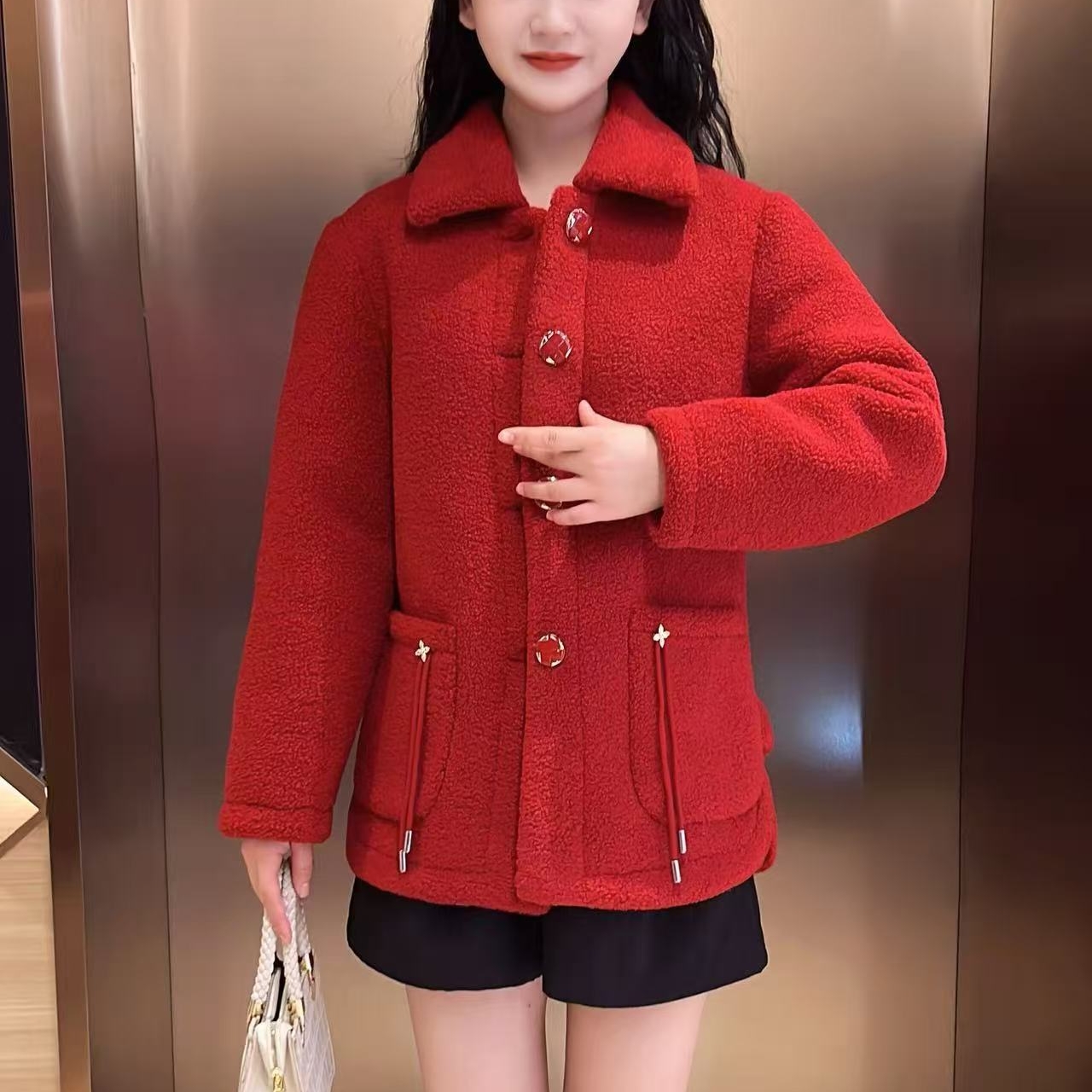 『甜歪歪』[2506款加绒加厚颗粒绒外套]新款中老年女士冬季保暖