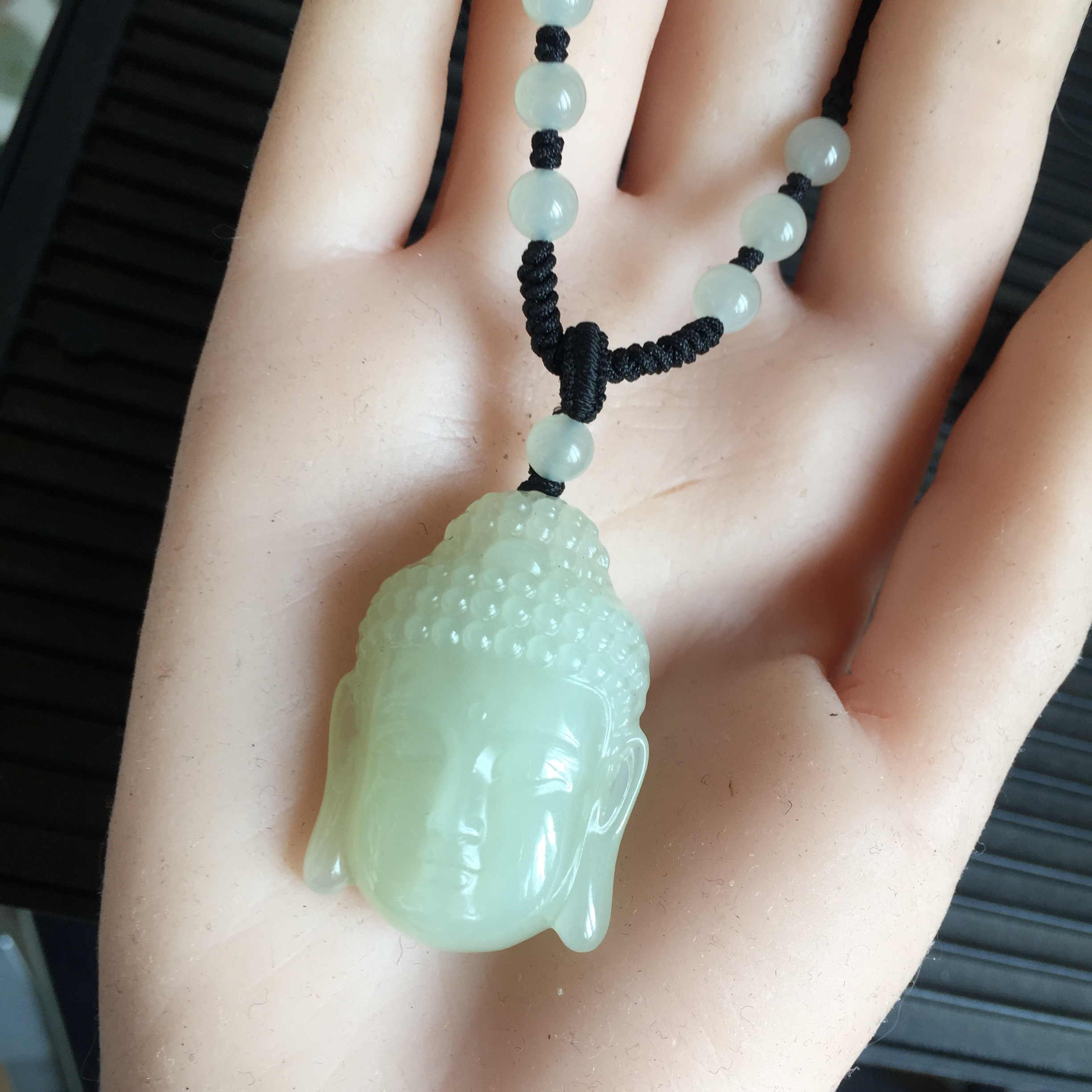 和田玉青海料大日如来佛头 出人头地男女情侣吊坠项链