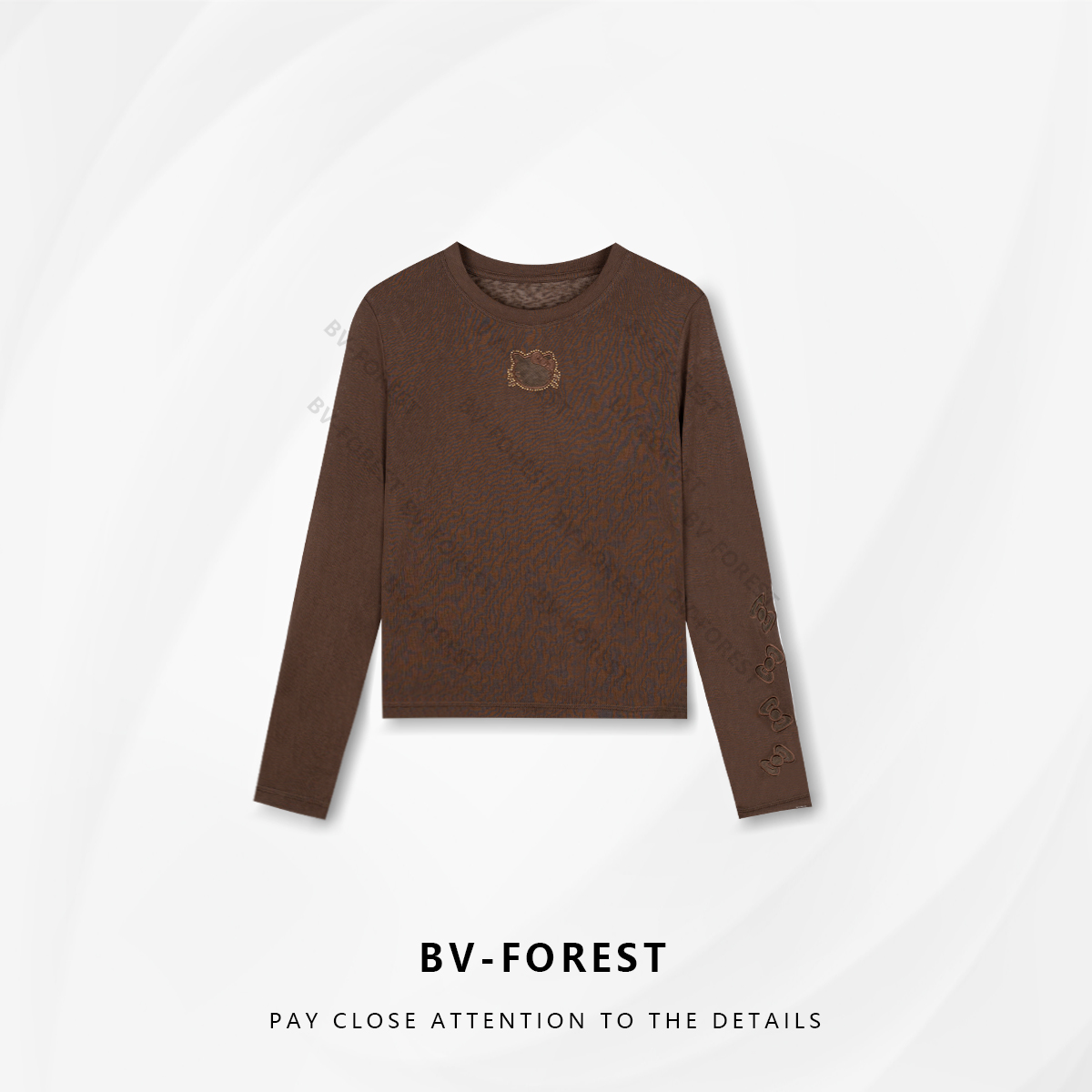 BV-FOREST“梨棕画绣”秋季薄款天丝百搭透气减龄显瘦T恤BV-T0509