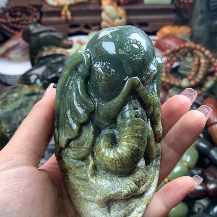 岫岩河磨玉（透闪石质玉）手把未镶嵌