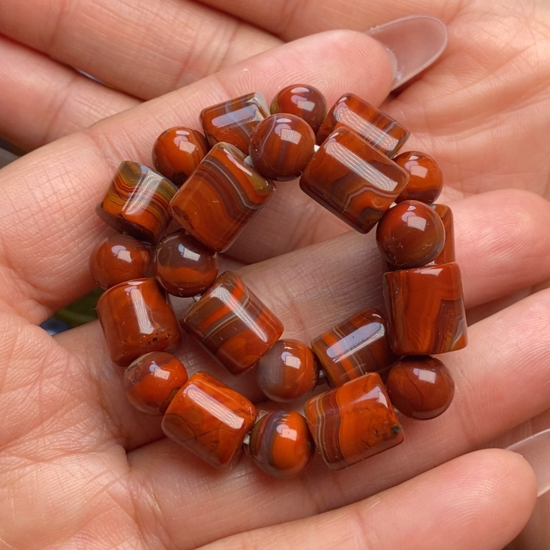 玛瑙/玉髓手链未镶嵌战国红