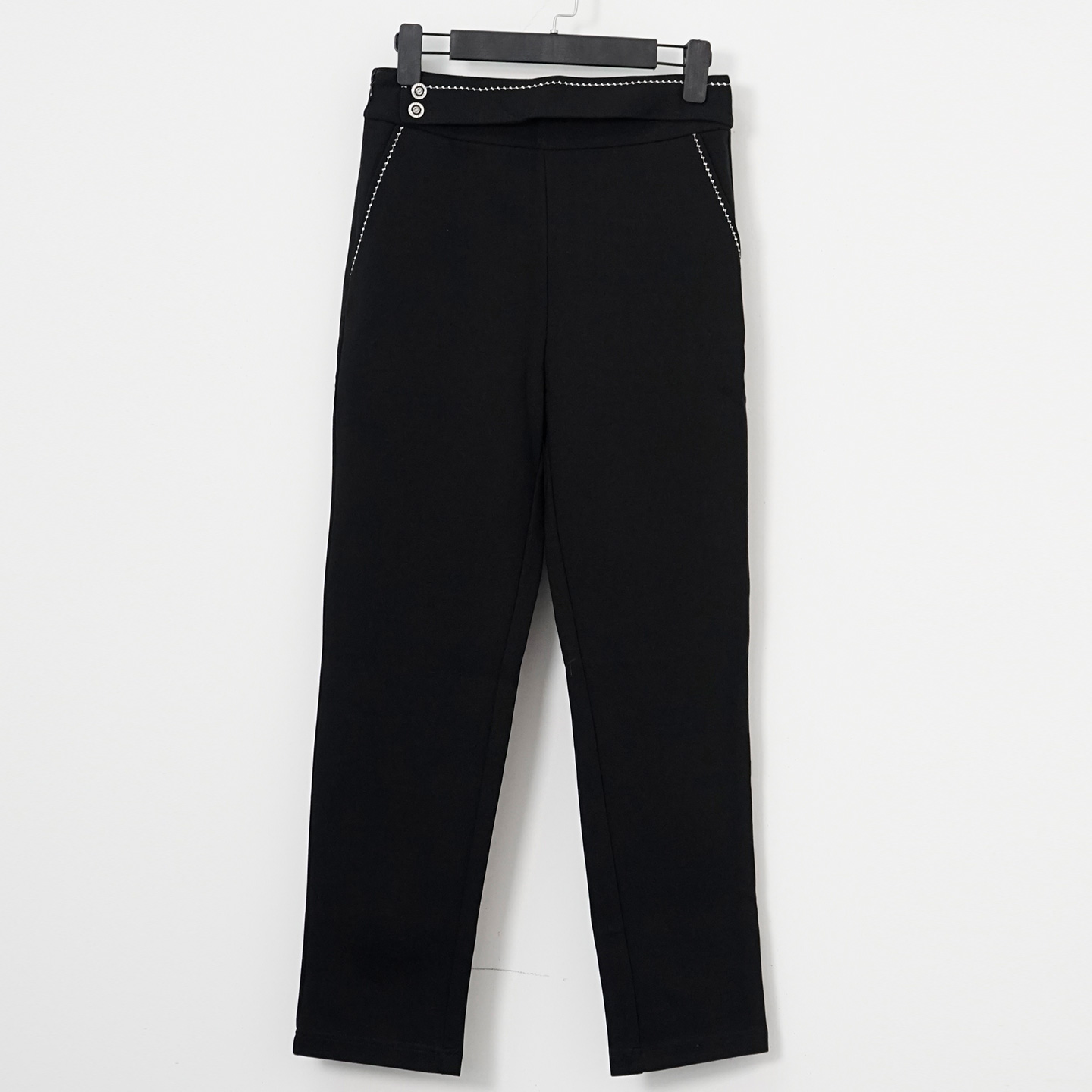 迪图秋冬新款纯色百搭高腰直筒裤女通勤修身显瘦职业正装极简风