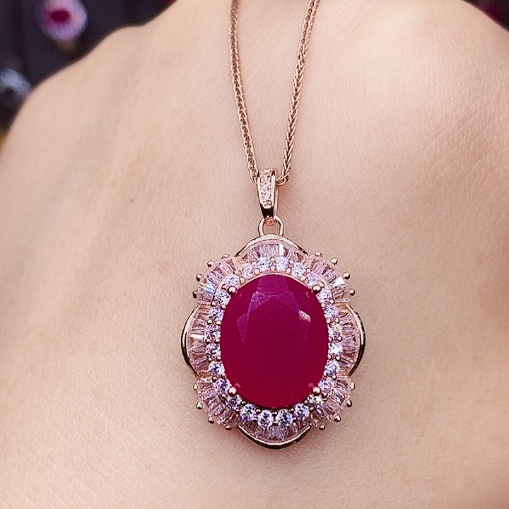 银S925镶嵌颈饰红宝石