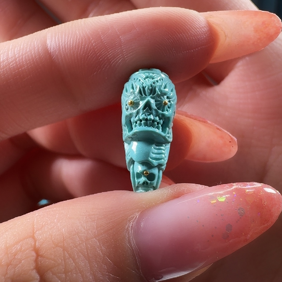 绿松石未镶嵌吊坠(不含链)骷髅三通