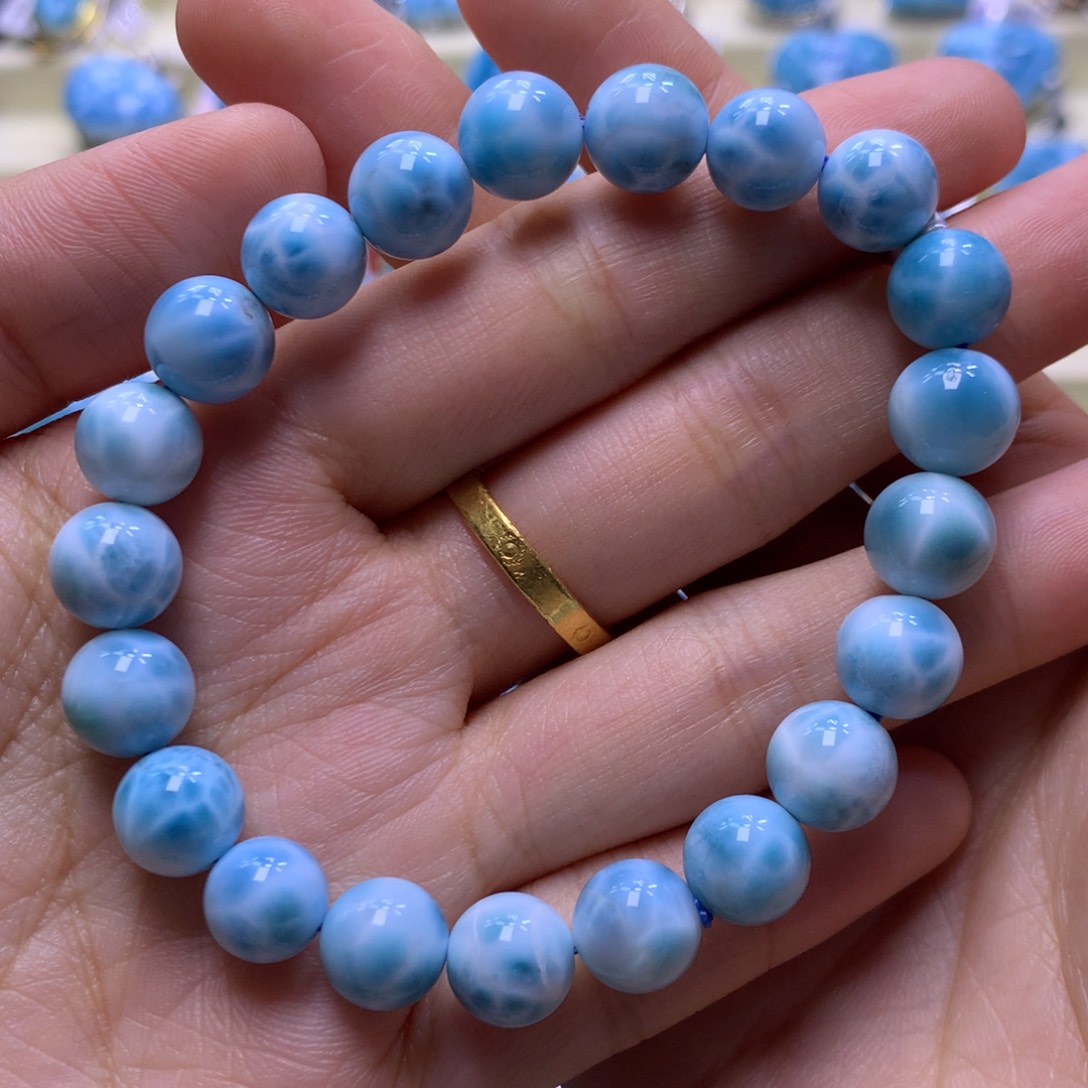 针钠钙石（海纹石）未镶嵌手串9+手串色差略异