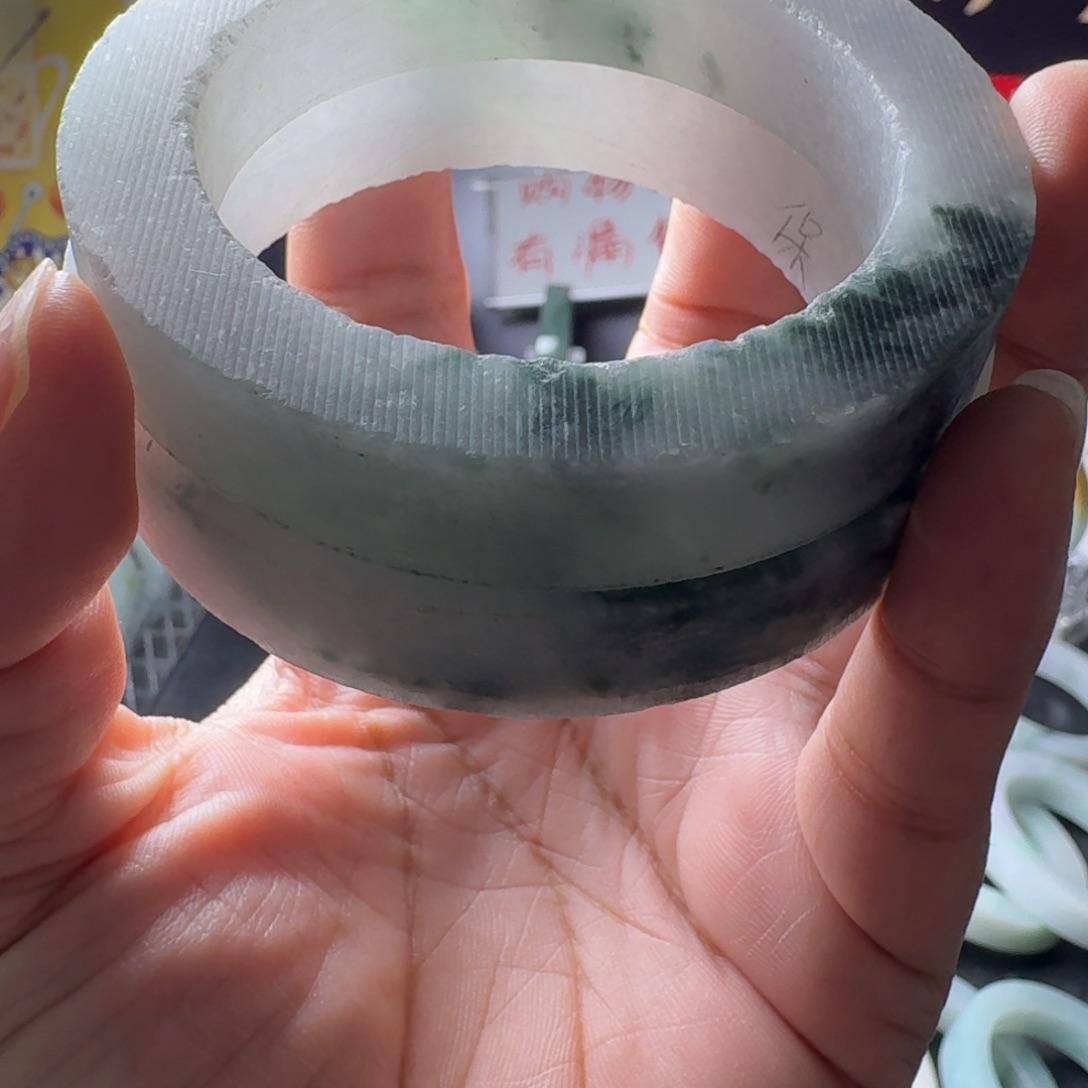 定制翡翠翡翠手镯未镶嵌冰飘花蓝花