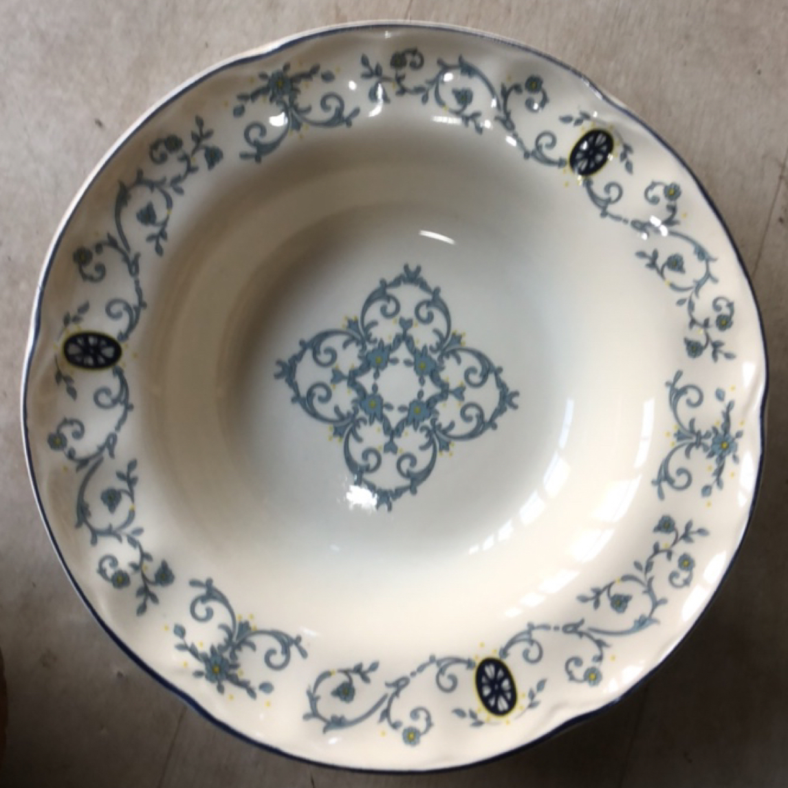 蓝花草帽盘微瑕，