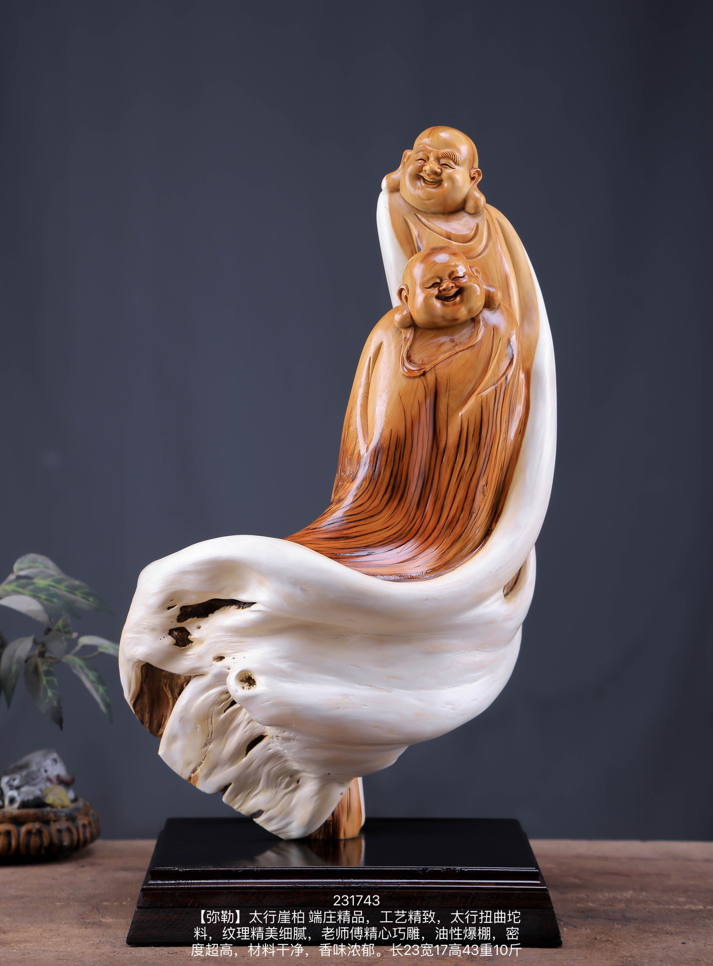 太行崖柏双色料《福中福》摆件