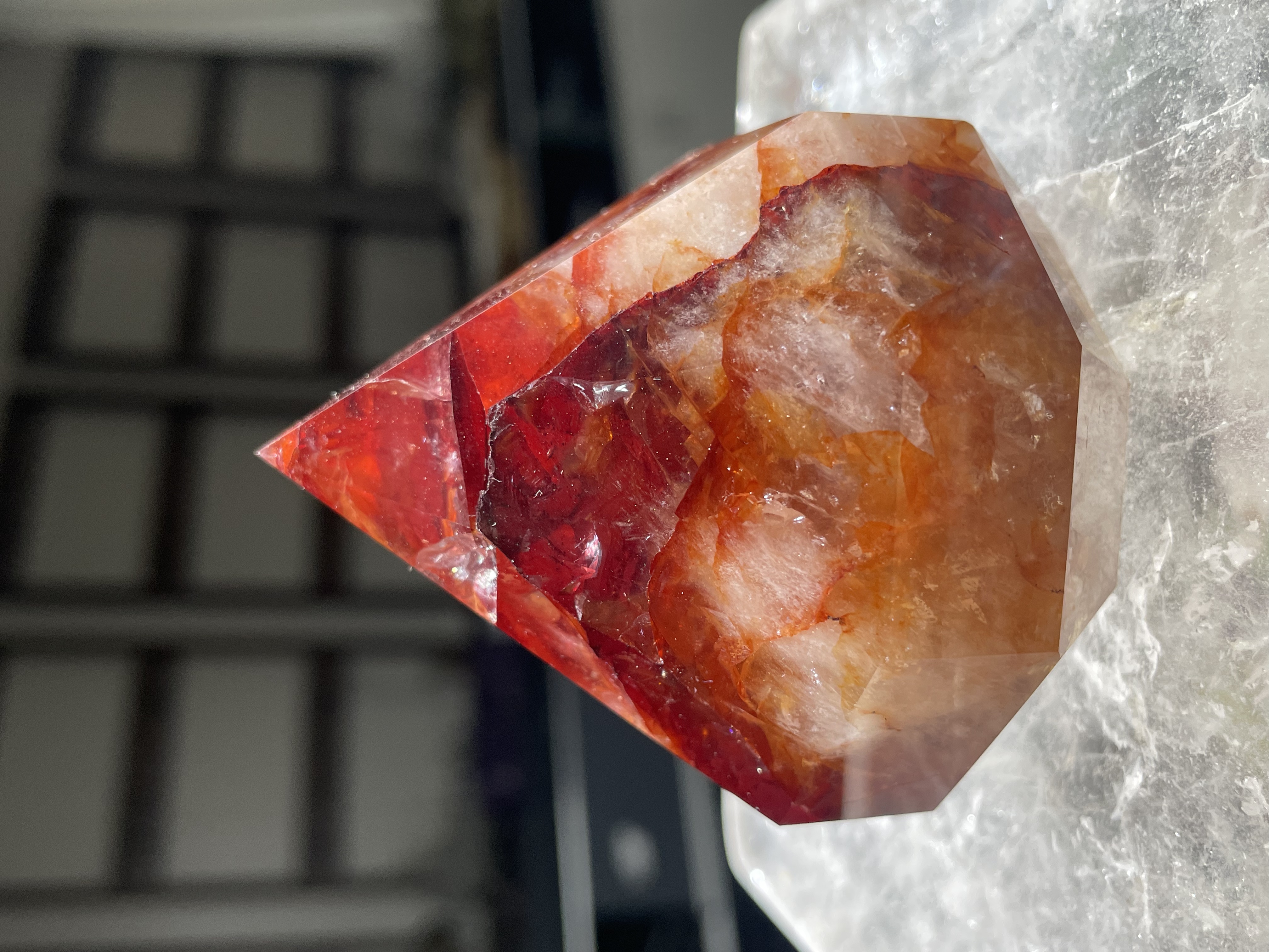 一物一图 新品天然红胶花钻石切面水晶钻摆件把件原石打磨切割
