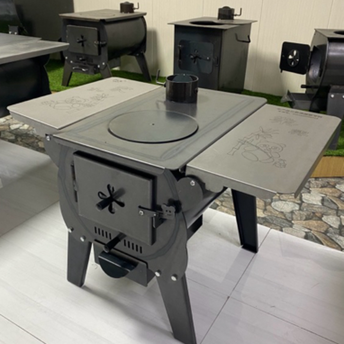 （新品卡通 熊宝宝款）两侧带桌板烽煊正品柴火炉