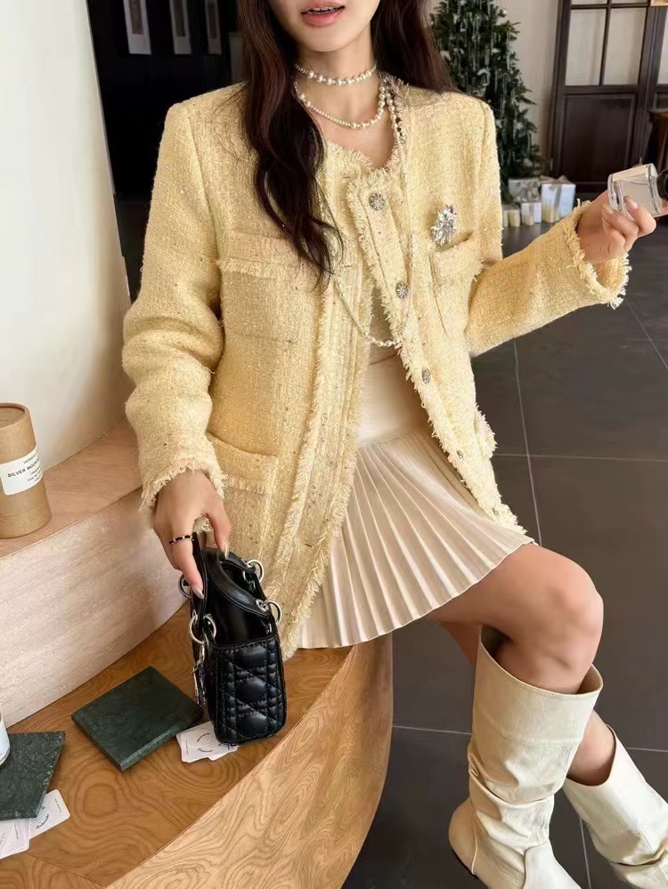 重工小香风加棉外套宽松时髦百搭新年款轻奢865秋冬法式