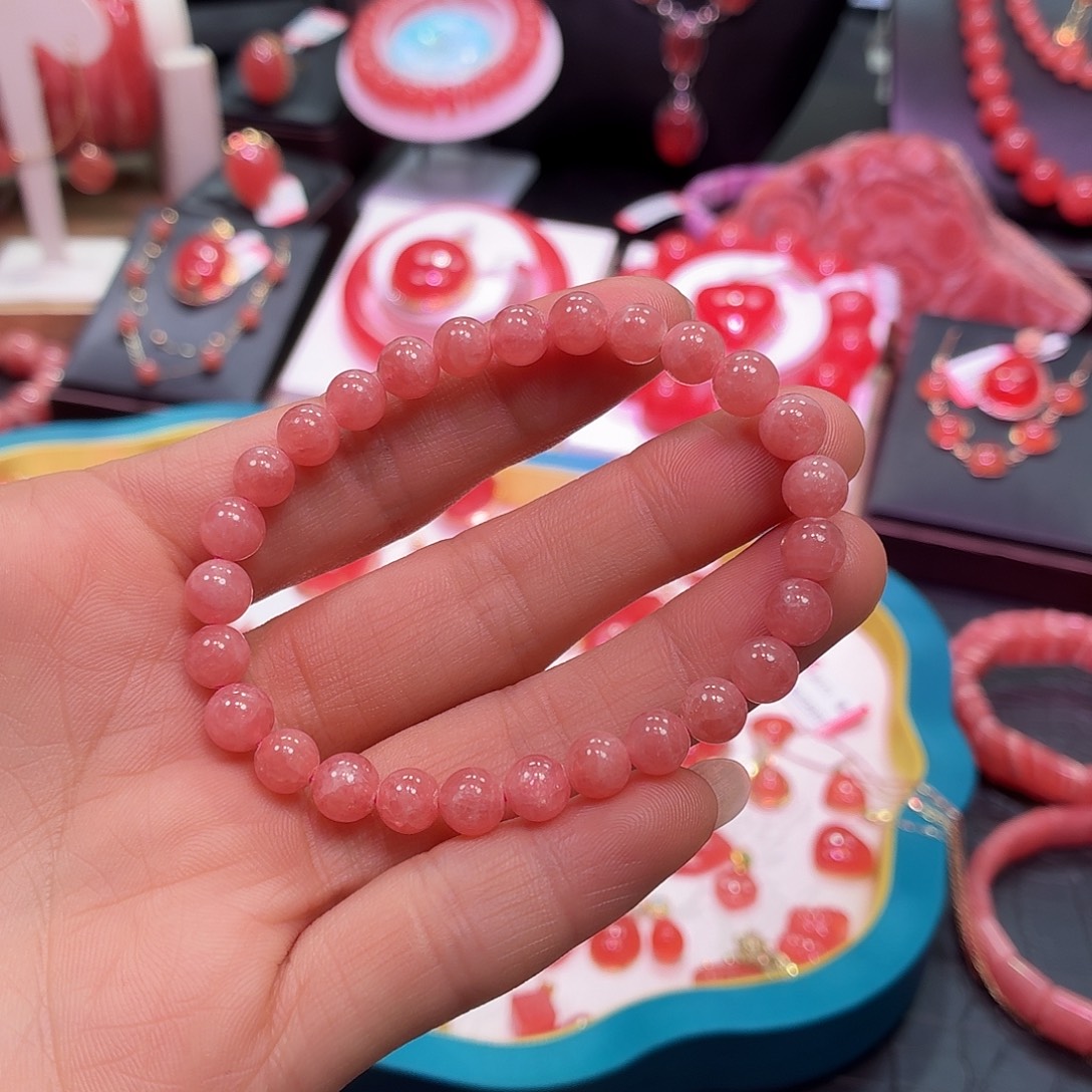 菱锰矿（红纹石）未镶嵌手串