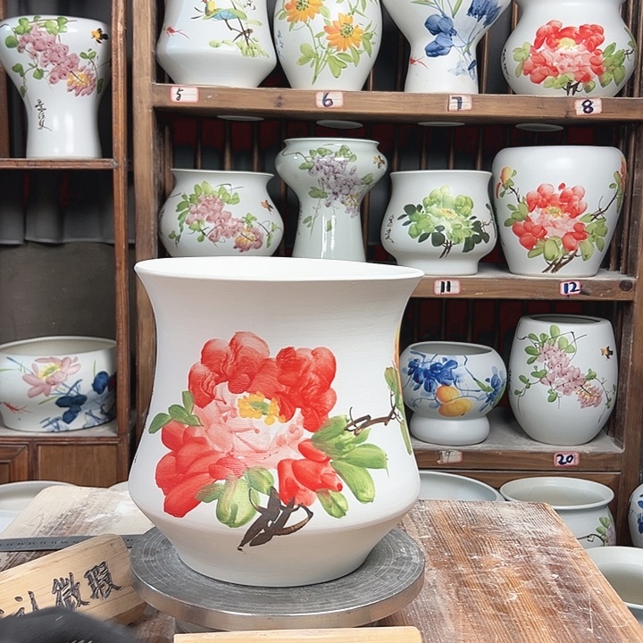 摆件小蛮腰红牡丹新款陶瓷