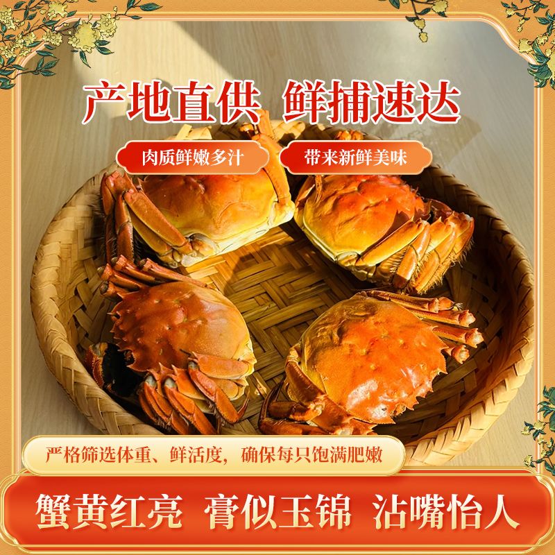 【活蟹】盘锦河蟹（1.5-1.3两/只）净重2斤（15-13只）母蟹 鲜活发货