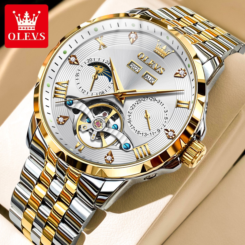 明星代言欧利时品牌多功能男表新款夜光防水全自动机械表男表6691