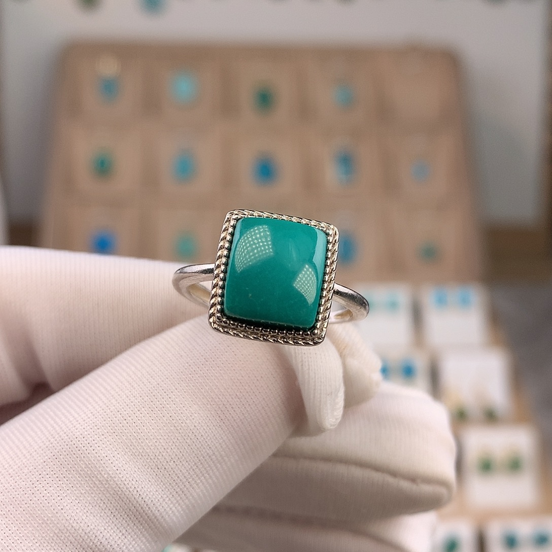 绿松石银S925镶嵌戒指
